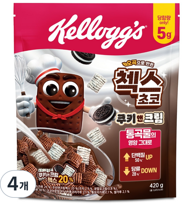 첵스초코 쿠키앤크림 시리얼, 420g, 4개