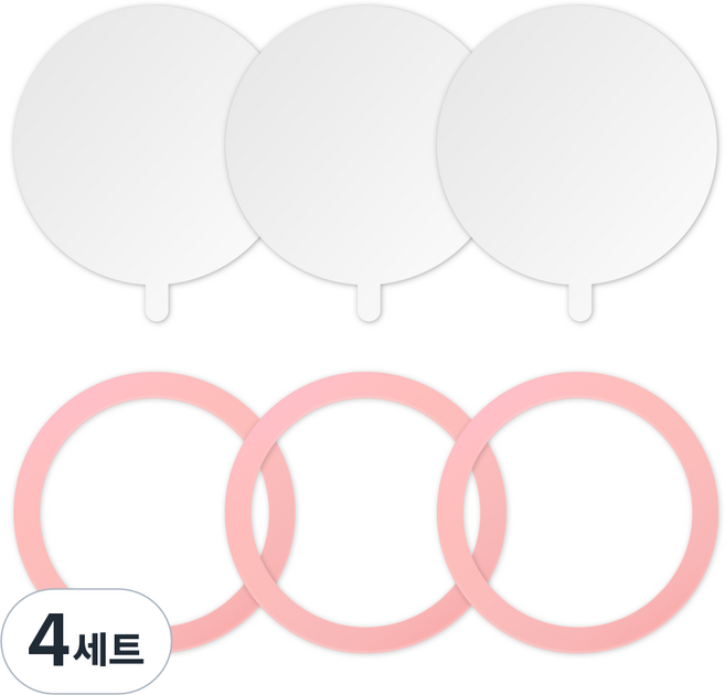 제이엔 맥세이프 호환 자석스티커 3개+보호필름 3개, 핑크, 4세트
