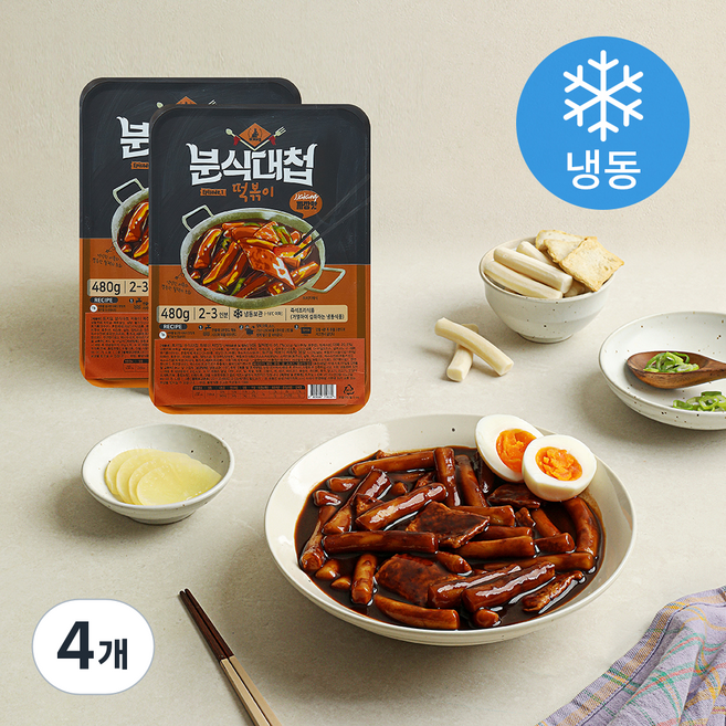 토끼밀 분식대첩 떡볶이 짜장맛 (냉동), 480g, 4개
