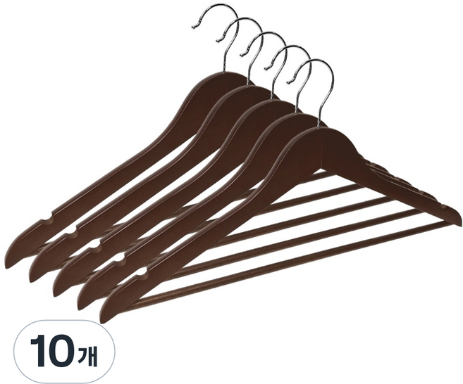 월드크린 원목 옷걸이, 월넛, 10개