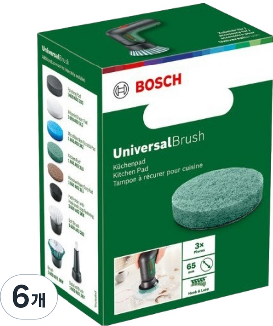 보쉬 UniversalBrush 주방용 수세미 1600A023L0, 6개
