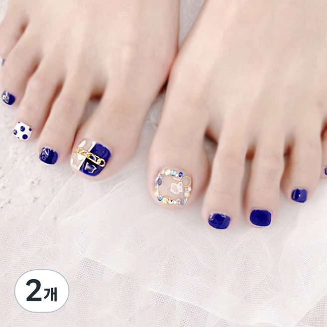 잇템샵 여름감성가득 스트립 디자인 페디큐어 스티커, 2개, 썸머체인룩