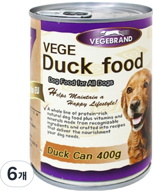 베게브랜드 강아지 통조림 대용량 캔, 오리, 400g, 6개