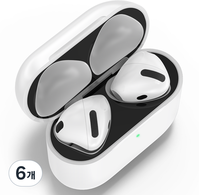 요거 메탈 에어팟 철가루 방지 스티커, 블랙, 6개, 에어팟 4세대