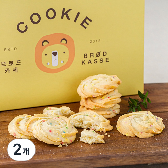 브로드카세 레인보우 스프링클 버터 쿠키, 180g, 1개입, 2개
