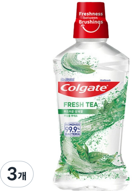 콜게이트 마우스워시 후레쉬 티, 750ml, 3개