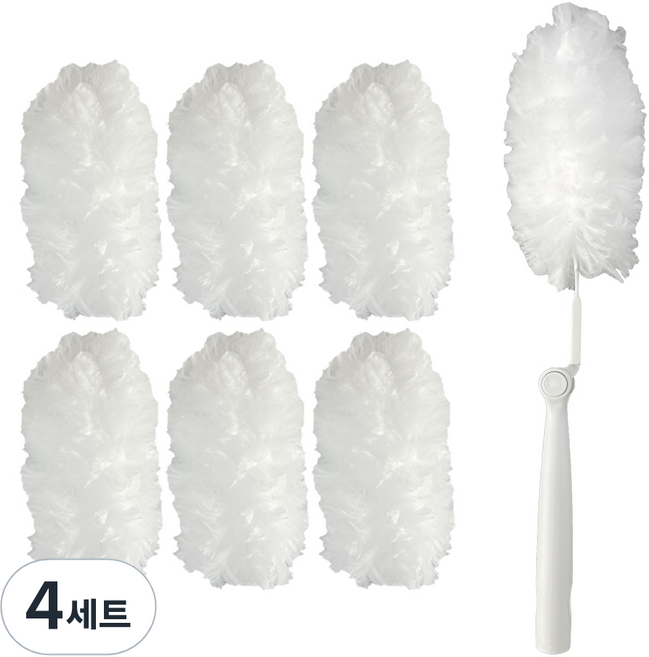 먼지떨이 실내 및 차량용 + 리필 7p 세트, 라이트그레이 + 화이트, 4세트