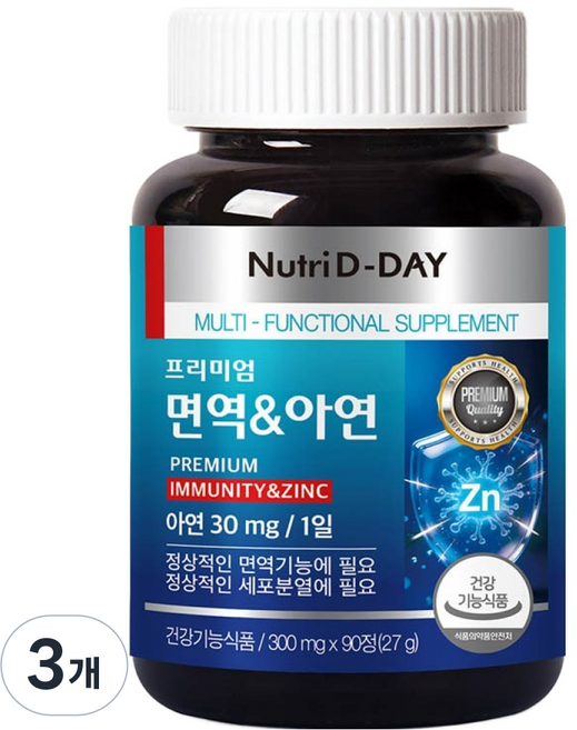 뉴트리디데이 프리미엄 면역 & 아연 27g, 90정, 3개