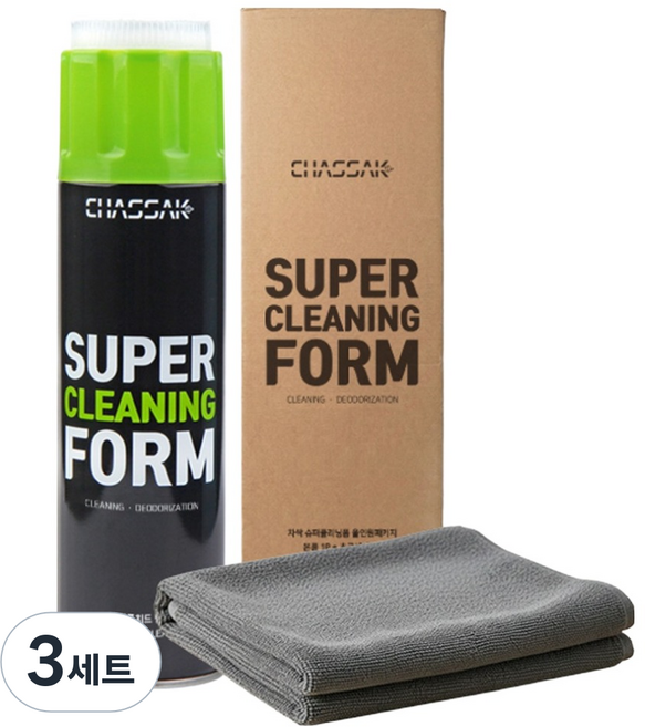 차싹 슈퍼클리닝폼 올인원패키지 + 극세사타월, 550ml, 3세트
