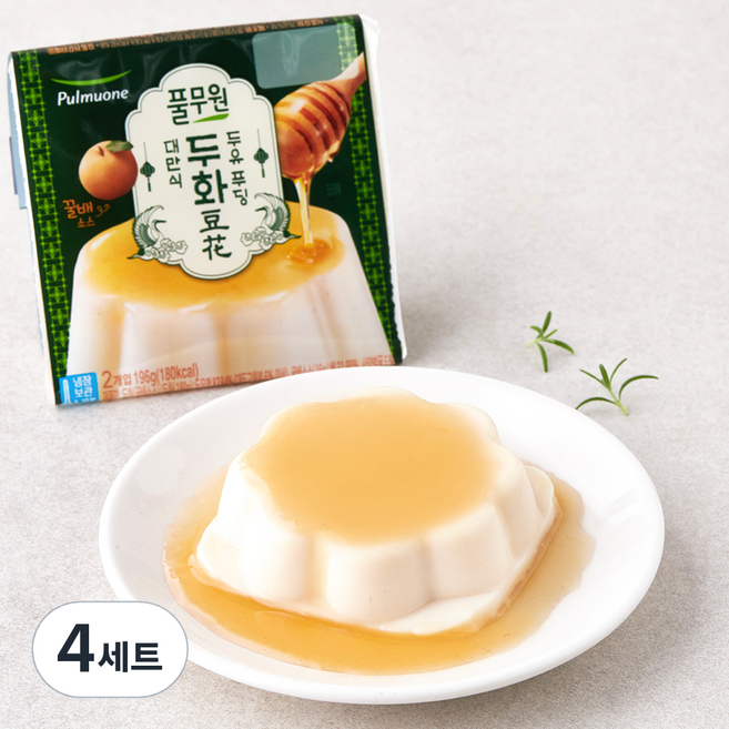 풀무원 대만식 두화 두유푸딩 90g x 2개입 + 꿀배소스 8g x 2개입 세트, 196g, 4세트