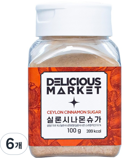 딜리셔스마켓 실론시나몬슈거 츄러스설탕 도넛설탕, 100g, 6개