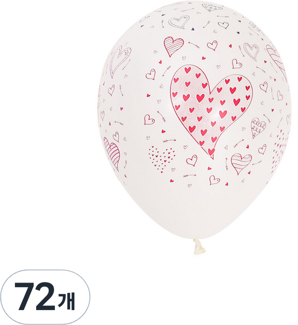 셈퍼텍스 하트앤에로우 화이트 30cm 풍선, 혼합색상, 72개