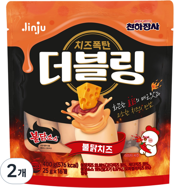 더블링 천하장사 더블링 불닭치즈, 400g, 2개