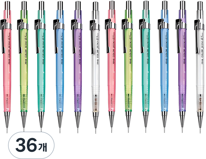 자바펜 투명 칼라제도샤프 혼합, 0.5mm, 36개
