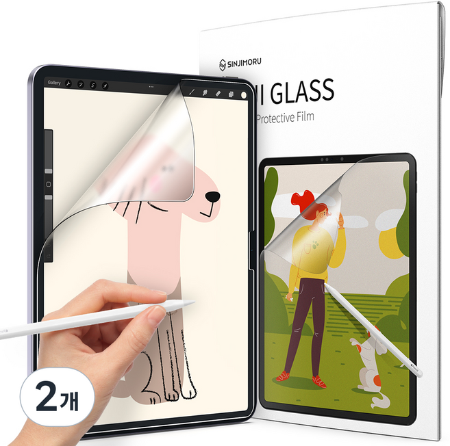 신지모루 태블릿 저반사 지문방지 소프트 필기감 액정보호필름, 2개