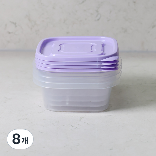 롯데이라이프 이라이프 튼튼간편 보관용기 정사각, 8개, 610ml