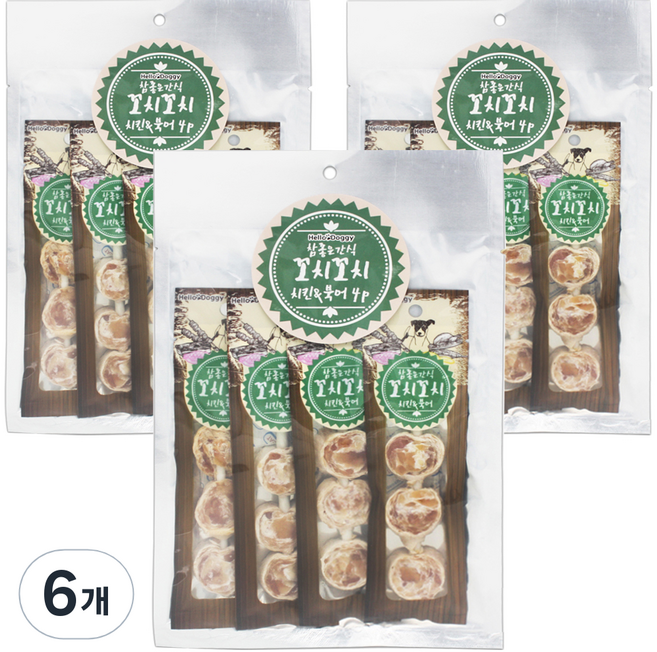 참좋은간식 꼬치꼬치 강아지 간식 4p, 치킨 + 북어 혼합맛, 100g, 6개