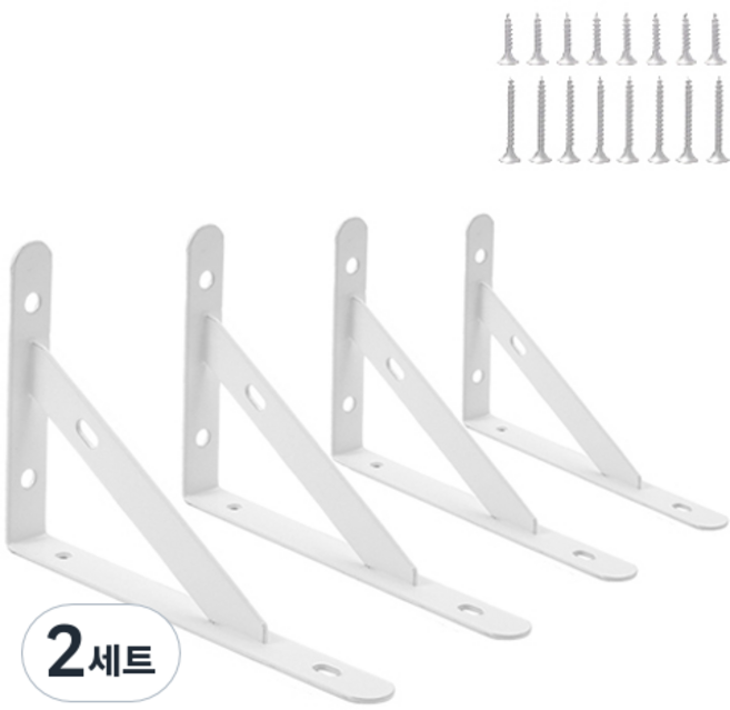 轉角角鐵 三角支架 4入 + 螺絲 16入 組 200mm, 2套, 白色