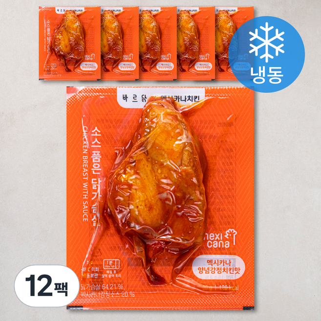 바르닭 멕시카나 소스품은 닭가슴살 양념강정치킨맛 (냉동), 100g, 1개입, 12개