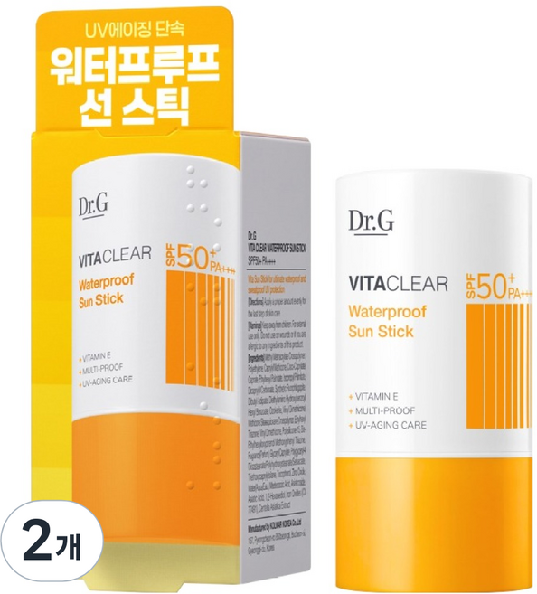 닥터지 비타 클리어 워터프루프 선 스틱 SPF50+ PA++++, 21g, 2개