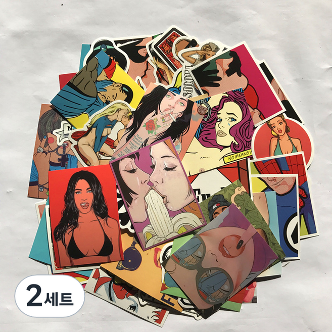 어가네닷컴 깜찍한 캐릭터 로고 방수 캐리어 감성 스티커 캐리어 어디든 붙이고 놀이 꾸미기 50종 세트, 16 선정적인, 2세트