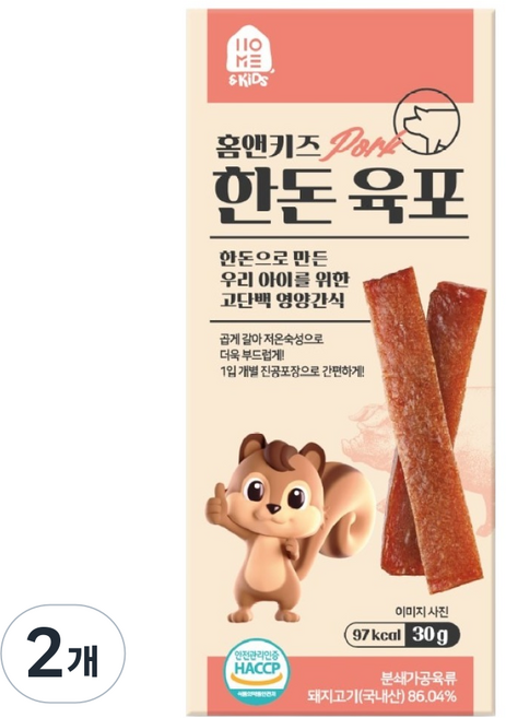 홈앤키즈 한돈 육포, 30g, 2개