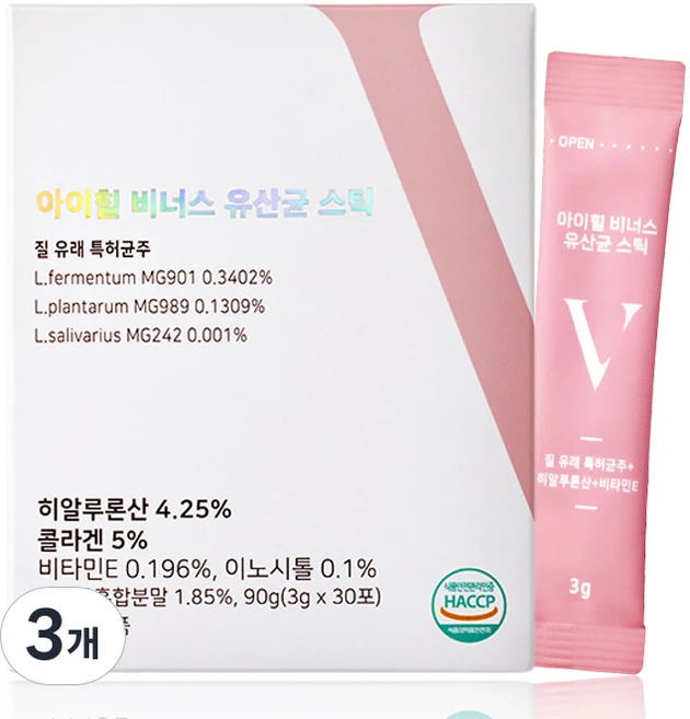 아이힐 비너스 유산균 스틱 30p, 90g, 3개 - 쿠팡