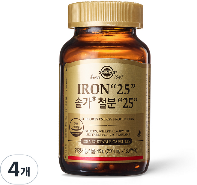 SOLGAR 鐵質 25, 180錠, 4個