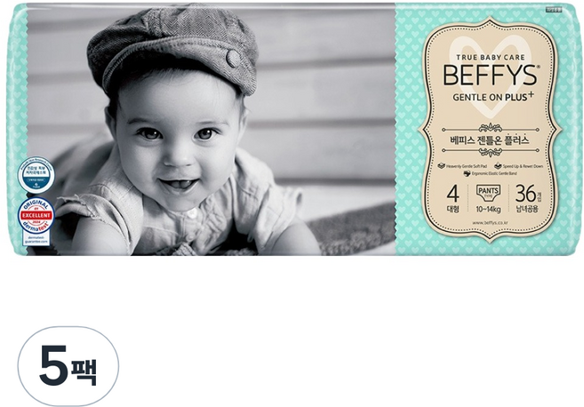 베피스 젠틀온 플러스 팬티형 기저귀 남녀공용, 대형(L), 180매