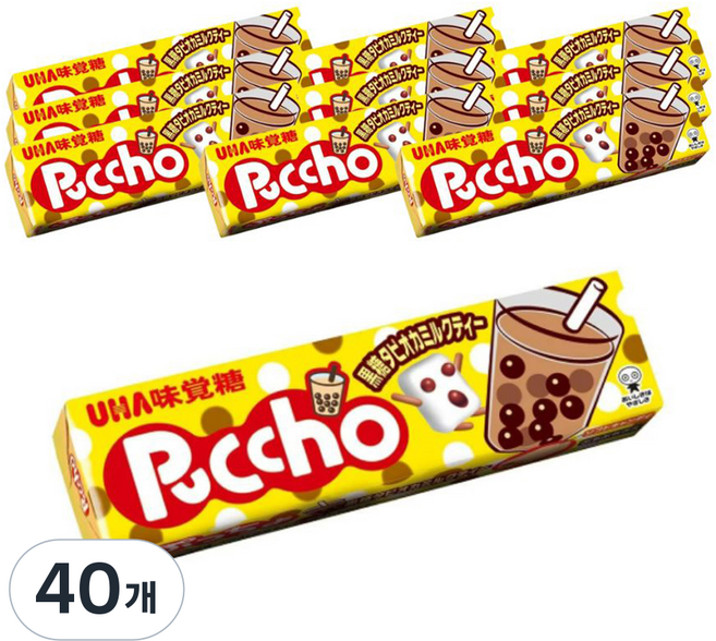 푸쵸 스틱 캔디 흑당밀크티, 40개, 50g