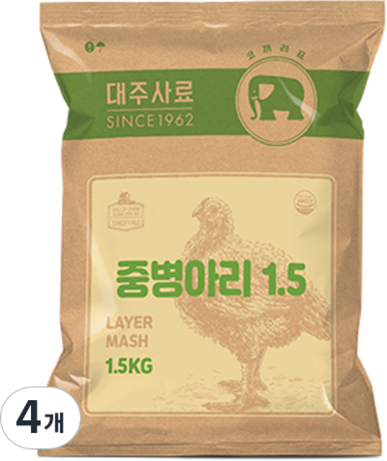 대주 중병아리 산란계용 사료, 1.5kg, 4개