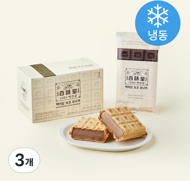 백미당 초코 모나카아이스크림, 3개, 3개입, 140ml