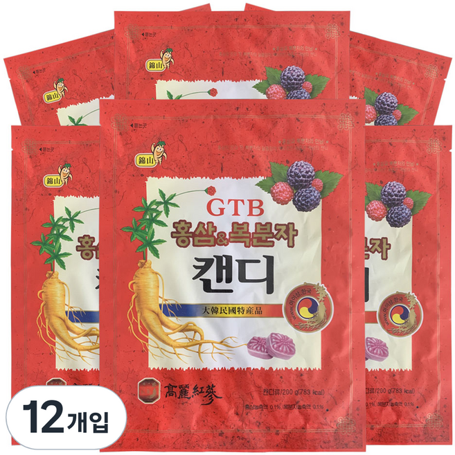금산이아름답다 홍삼&복분자 캔디, 12개, 200g