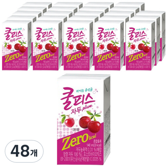 동원 쿨피스 제로 테트라 자두, 140ml, 48개