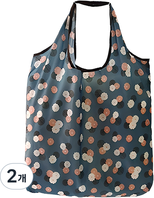 휴대용 접이식 정사각 장바구니, 꽃송이, 2개