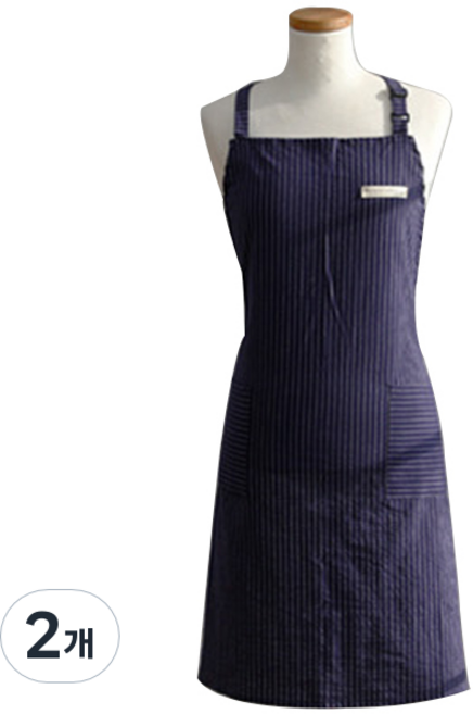 한스빌 워싱스트라이프 앞치마, 네이비, 2개