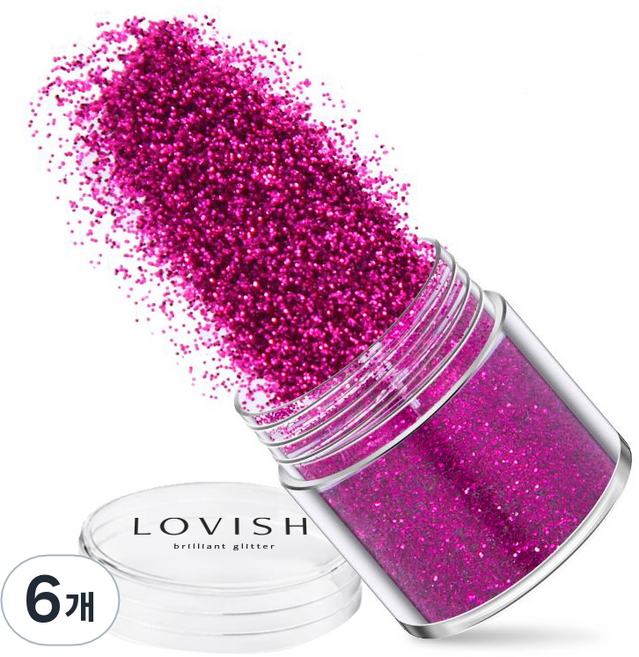 러비쉬 프리미엄 네일 글리터 10g, LVS-034 바이올렛로즈, 6개