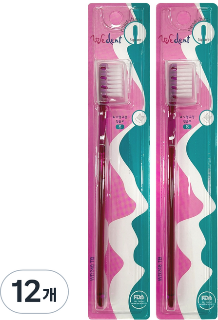 위덴 사각헤드 교정 부드러운모 칫솔 플럼 S, 1개입, 12개