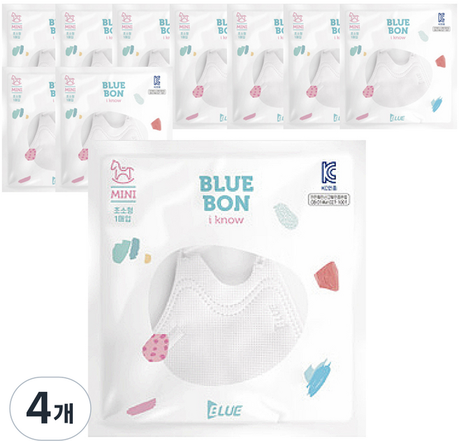 블루본 아이노우 미니 초소형 컬러 마스크 새부리형 유아용, 10개입, 4개, 화이트