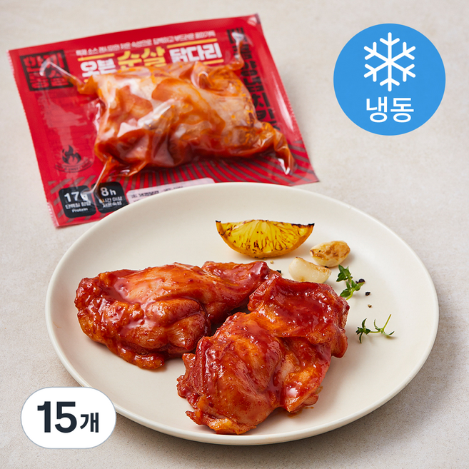 한끼통살 오븐 순살 닭다리 매콤양념치킨맛 (냉동), 100g, 15개