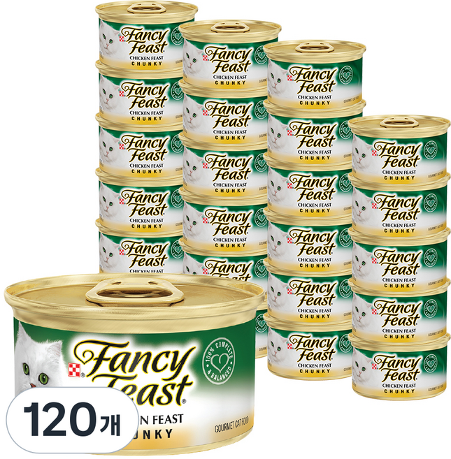 팬시피스트 3개월 이후 고양이 청키 주식캔, 청키 치킨, 85g, 120개