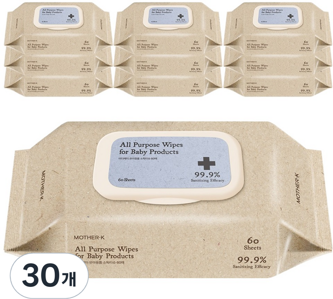 마더케이 유아용 소독티슈 캡형, 45g, 60매, 30개