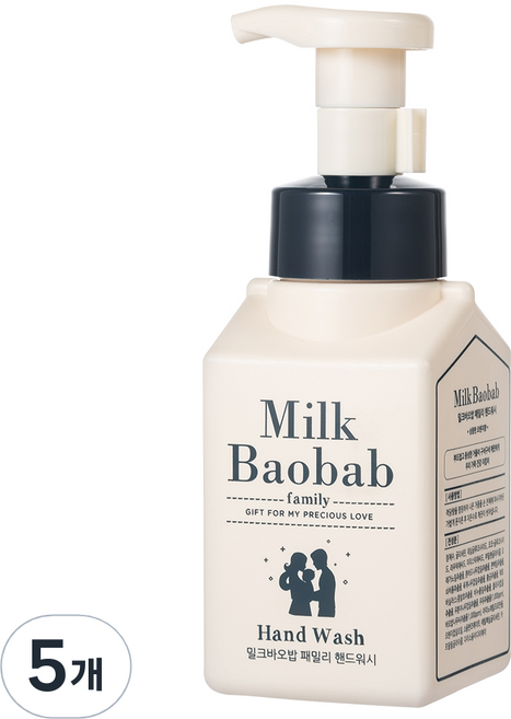 밀크바오밥 패밀리 거품형 핸드워시, 상큼한 오렌지껍질향, 300ml, 5개