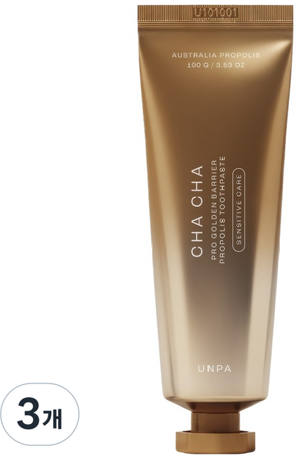 언파 차차 프로 골든베리어 시린이케어 프로폴리스 치약, 100g, 3개