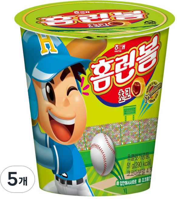 해태제과 홈런볼 초코 컵, 51g, 5개