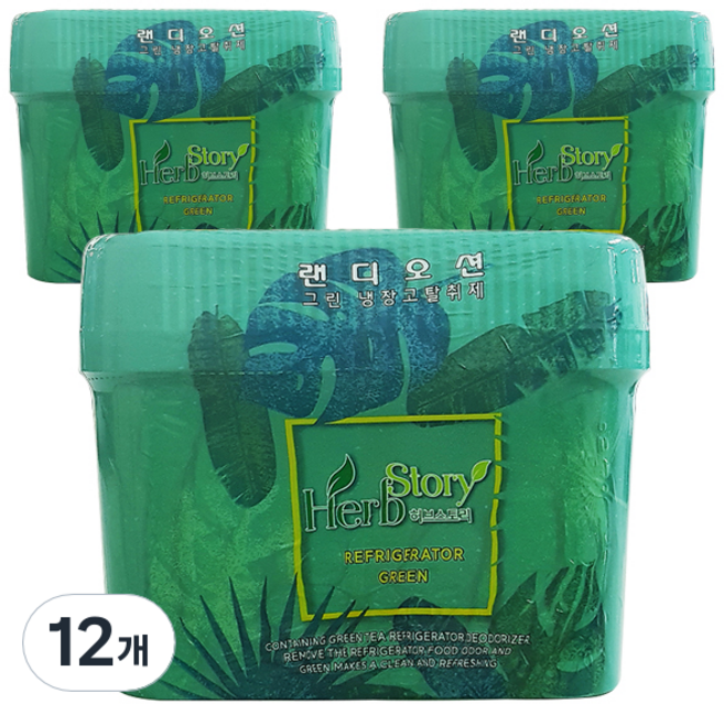 허브스토리 대용량 냉장고 탈취제 녹차젤, 260g, 12개