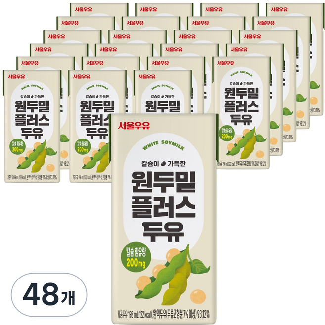 서울우유 원두밀 플러스 두유, 190ml, 48개