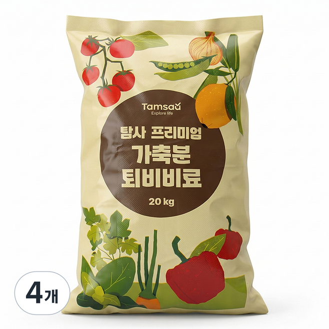 탐사 프리미엄 가축분 퇴비 비료, 20kg, 4개