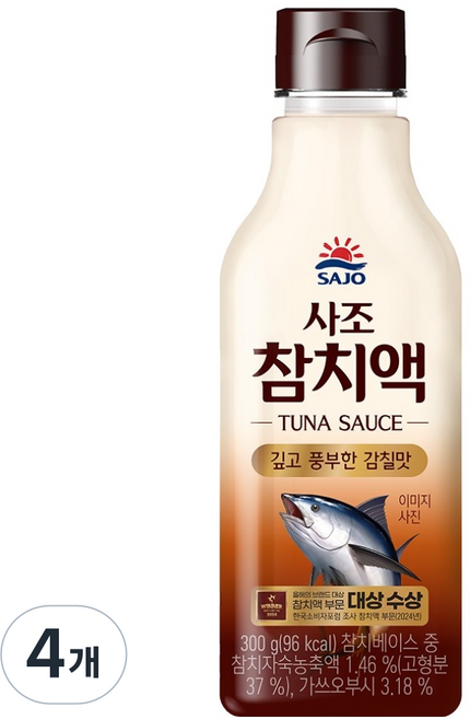 사조 참치액, 300g, 4개