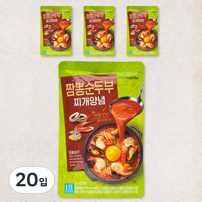 풀무원 짬뽕순두부찌개 양념, 140g, 20입